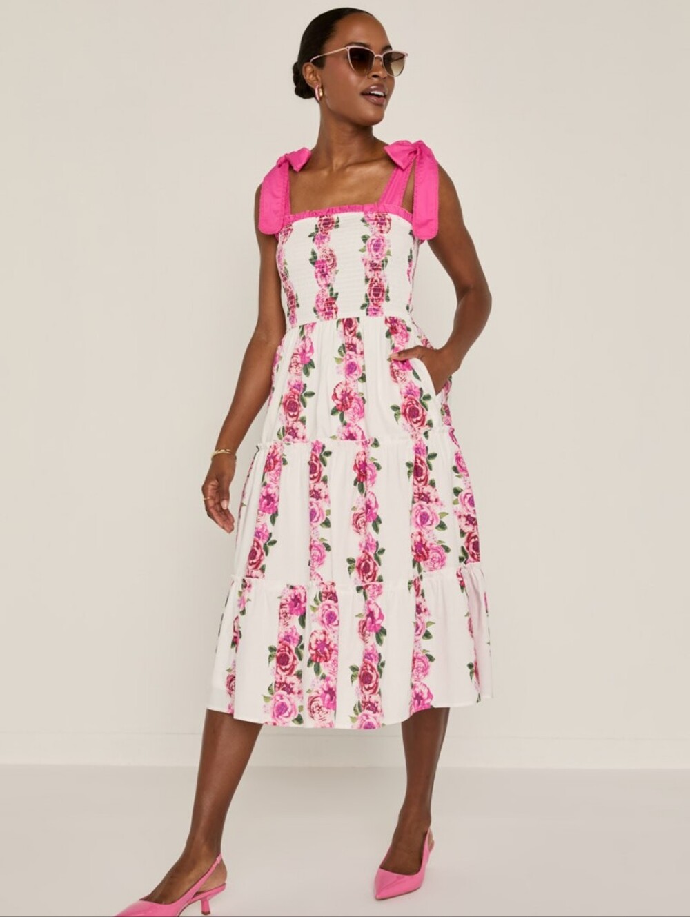 Francesca's Mia Tie Strap Midi Dress Small NWT